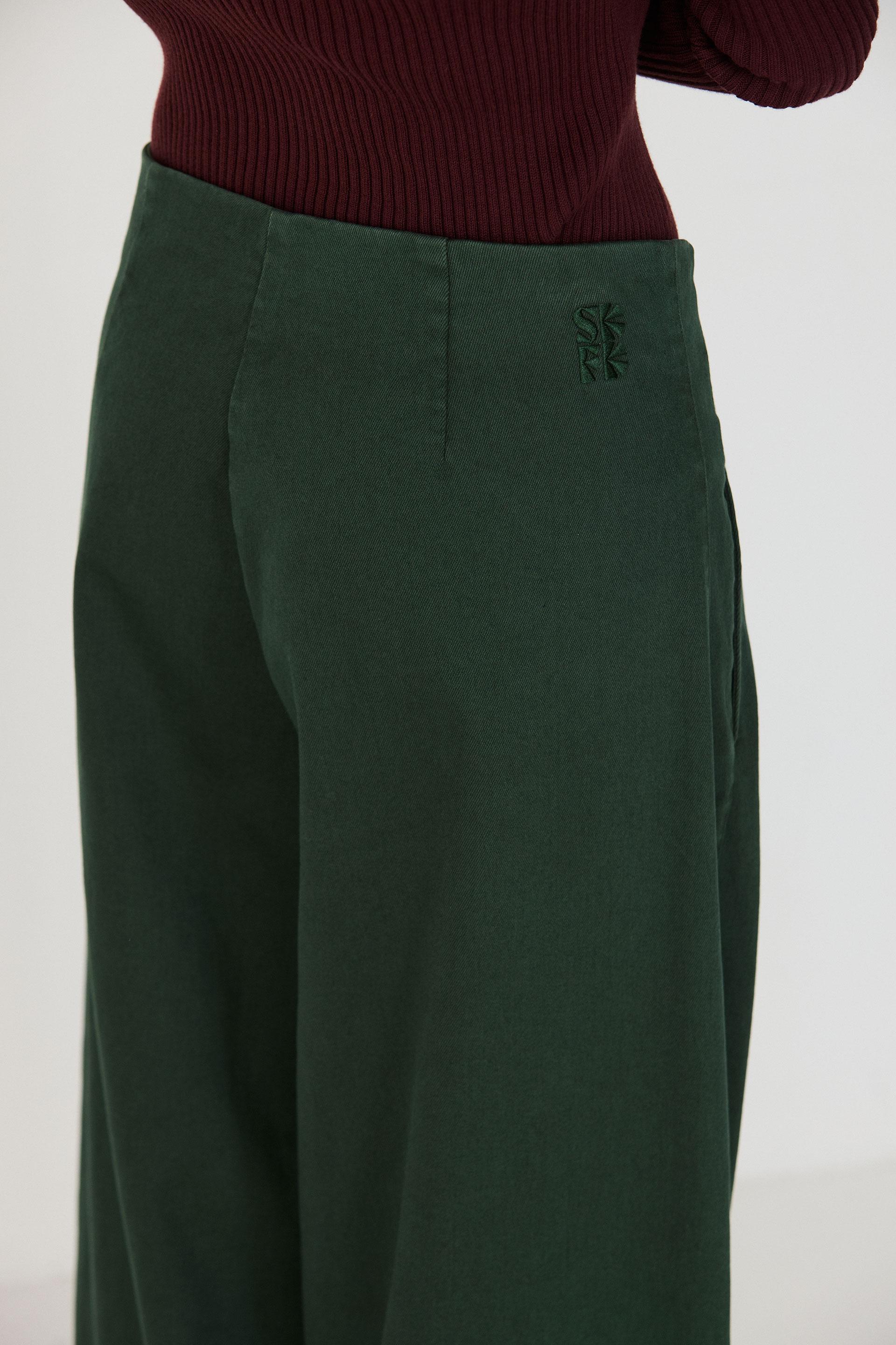SKFK Mari Trouser Dark Green Damen GOTS Barrel Pants grün